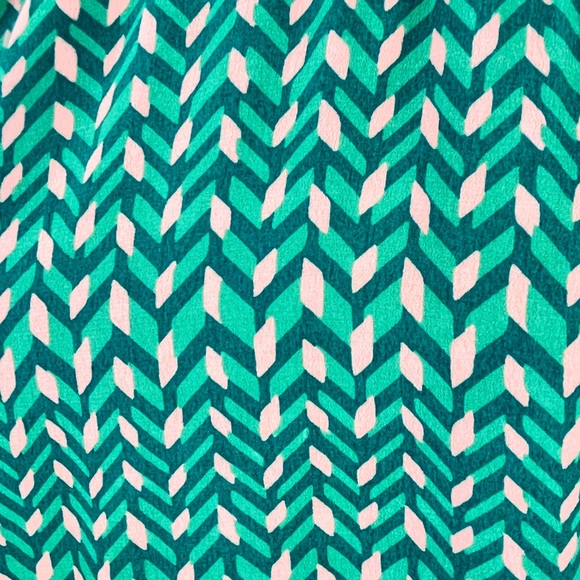 Anthropologie Maeve Evaline Dress Green Peach Chevron Pattern Smocking Sz M - Picture 10 of 13